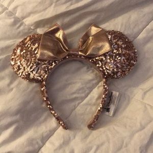 Minnie Mouse Rose Gold Sequined Ears Headband
